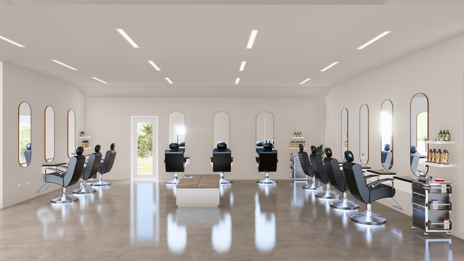Barber and cosmetology training salon rendering